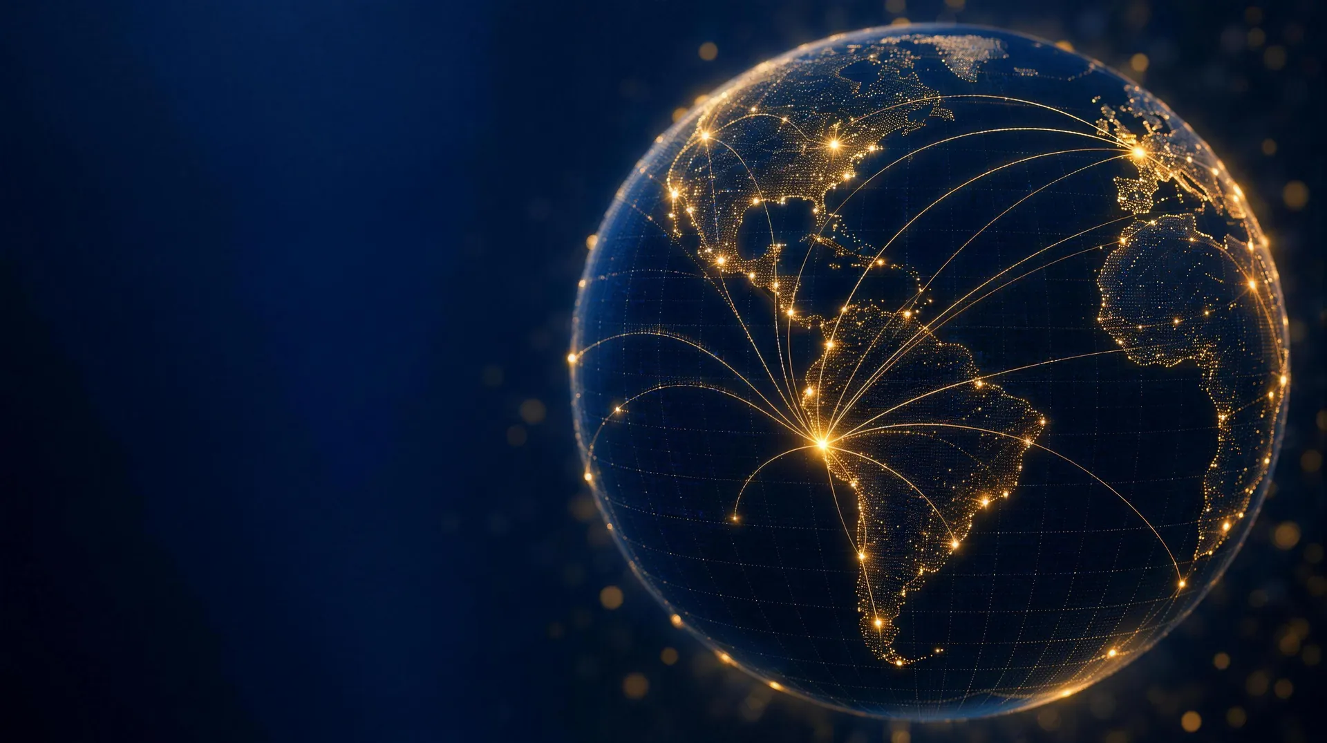 Visualización estilizada del globo con conexiones que parten desde Lima, Perú